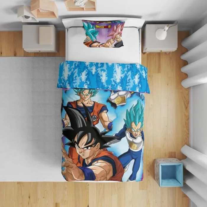 Dragon Ball Z Juego de Cama Son Goku vs Goku Rosé Microfibra 140 x 200 cm + 1 Funda Almohada 63 x 63 cm 2