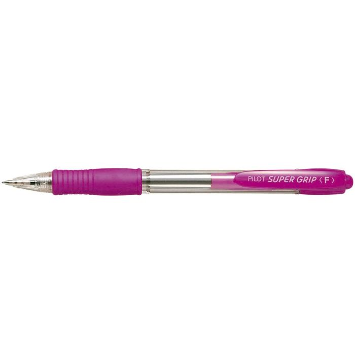 Boligrafo Pilot Super Grip Rosa Retractil Sujecion De Caucho Tinta Base De Aceite 12 unidades 1