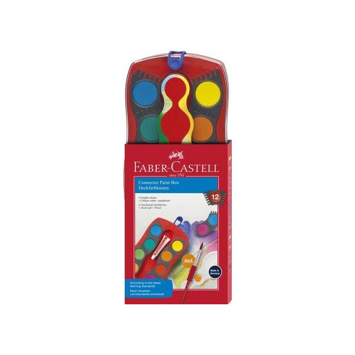 Acuarelas Faber-Castell Connector Estuche De 12 Colores + Blanco