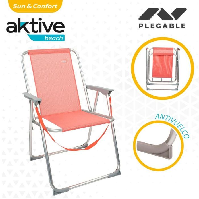 Silla Plegable Aktive Flamingo Coral 44 x 76 x 45 cm (4 Unidades) 2