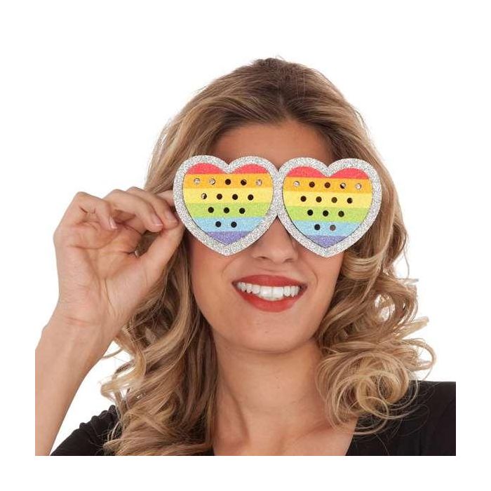 My Other Me Gafas Gay Arco Iris Talla Única para Adulto, Diseño Multicolor con Montura y Lentes de PVC