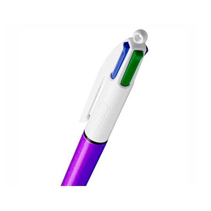 Bic Bolígrafo 4 Colores Shine Silver Cuerpo Blanco-Morado Metálico Caja 12 Ud 3