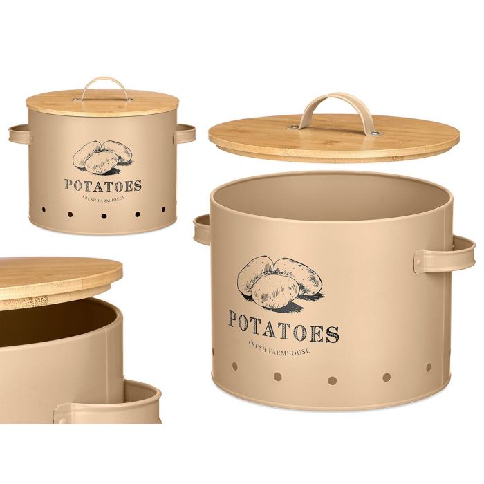 Patatero Tapa Bambu Beige Kinvara 22x22x22cm (Set de 4) 0 Patatero Tapa Bambu Beige Kinvara 22x22x22cm (Set de 4) 0