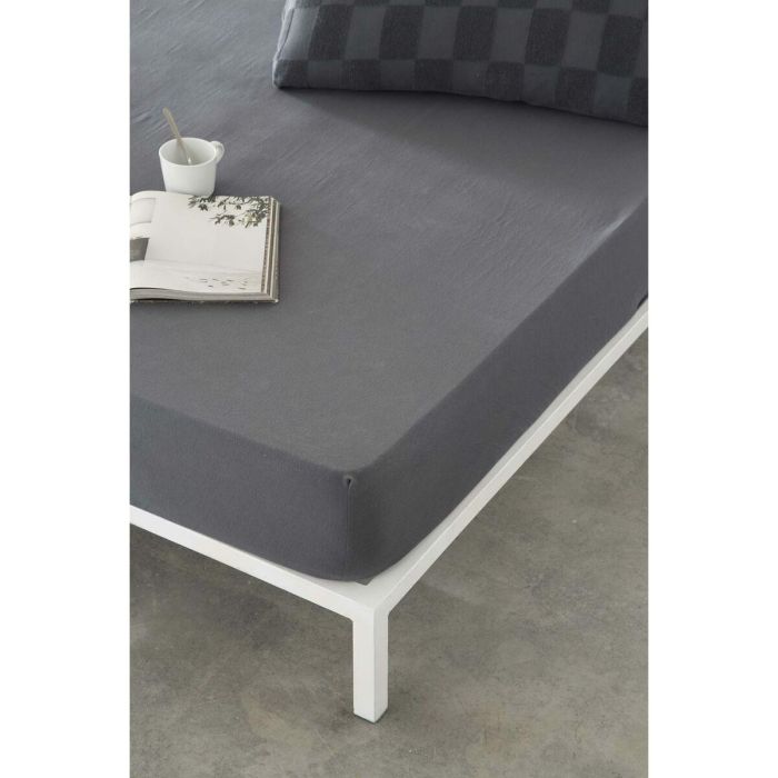 Sábana Bajera Ajustable Naturals ELBA Gris oscuro 135 x 200 (Cama de 135) 3