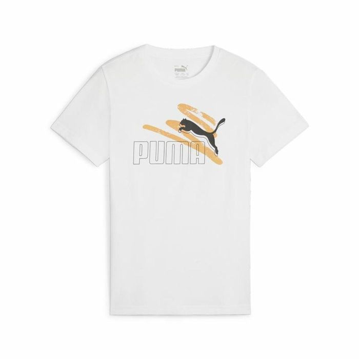 Camiseta de Manga Corta Infantil Puma Essential+ AB Blanco Camiseta de Manga Corta Infantil Puma Essential+ AB Blanco