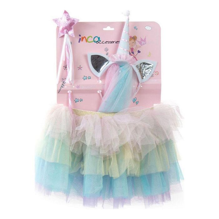 Inca Disfraz Bailarina Unicornio Niña 3 Piezas Tutú Diadema Cuerno y Varita. Conjunto Carnaval Fiestas Temáticas Colores Pastel.