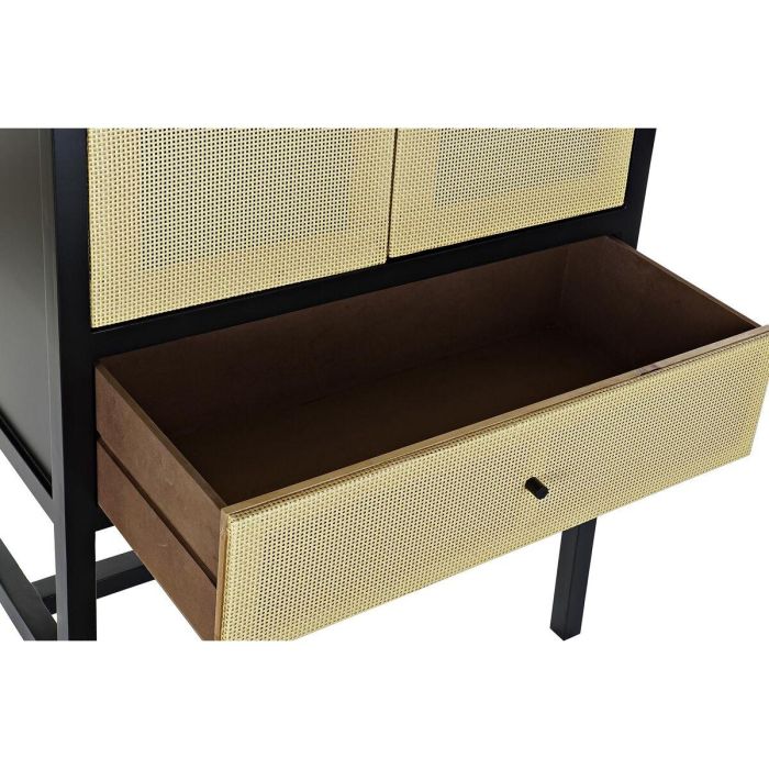 DKD Home Decor Armario de Ratan y Madera de Abeto Balines Negro Natural, con 2 Puertas, 1 Cajón y 1 Estante, 80x38x160 cm 5