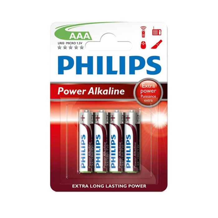 Pila alkalina philips aaa - lr03 1,5v (blister 4 unid.) ø10,5x44,5mm Pila alkalina philips aaa - lr03 1,5v (blister 4 unid.) ø10,5x44,5mm
