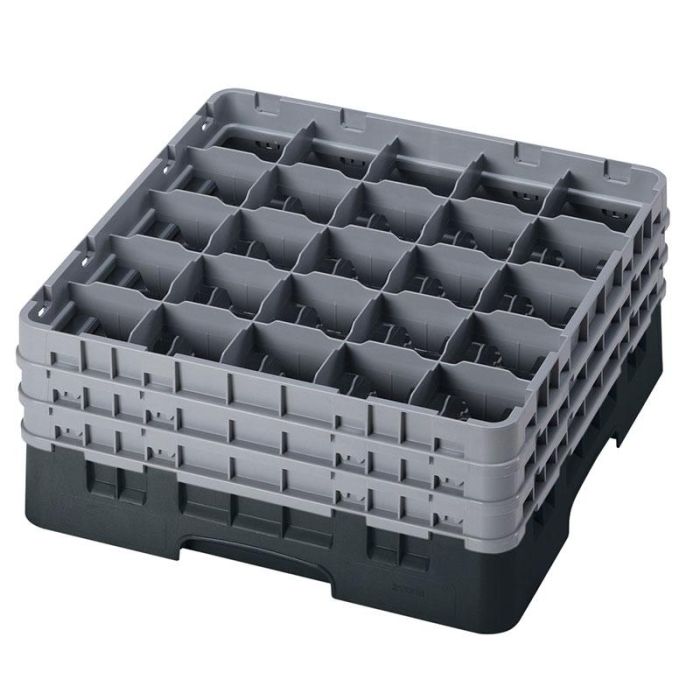 CAMBRO - 25S738-110 - Cesta de lavado 25 comp. 3 alturas - 8,7 cm Ø máx. - alt. máx. 20 cm - 50 x 50 x 22,5 cm - Negro