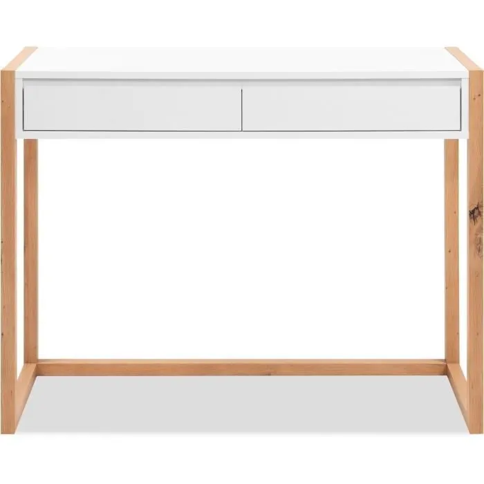 Denver Escritorio consola DENVER003993 Roble Artisan Blanco 2 cajones 100 x 35 x 75 cm 3