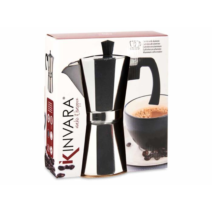 Cafetera Kinvara Aluminio 12 Tazas, 650 ml, Plata, 13x25.5x21 cm, Gas/Vitrocerámica/Eléctrico (12 Unidades) 2 Cafetera Kinvara Aluminio 12 Tazas, 650 ml, Plata, 13x25.5x21 cm, Gas/Vitrocerámica/Eléctrico (12 Unidades) 2