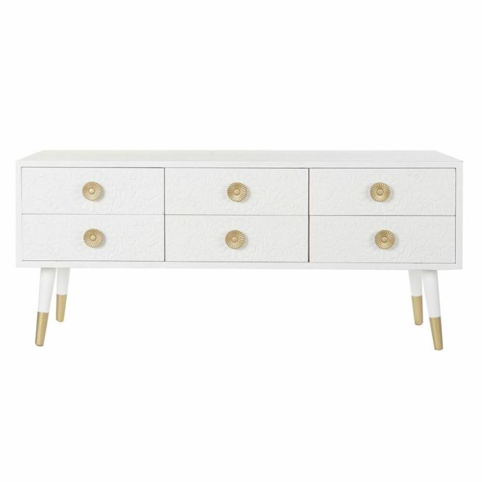 Mueble de TV DKD Home Decor Blanco Dorado Abeto Madera MDF 120 x 42 x 54 cm 3