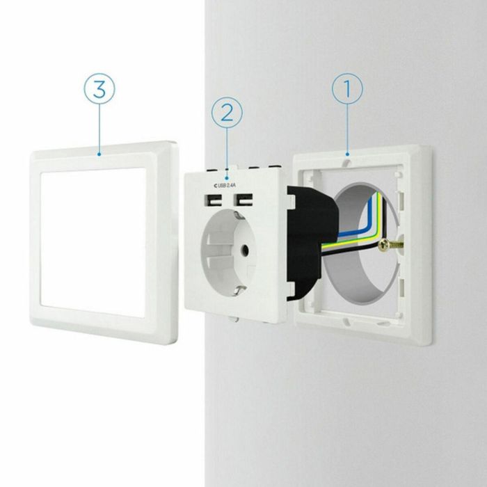 Enchufe Pared con 2 Puertos USB NANOCABLE 10.35.0010 5V/2.4A 5 V 2,4 A 2