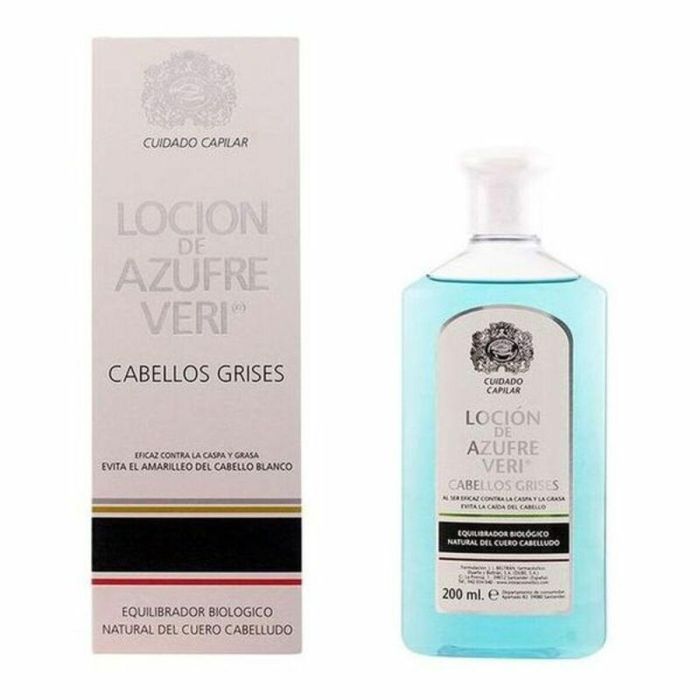 Azufre Veri Loción Equilibrante Cabello Gris Anticaída y Anticaspa 200 ml