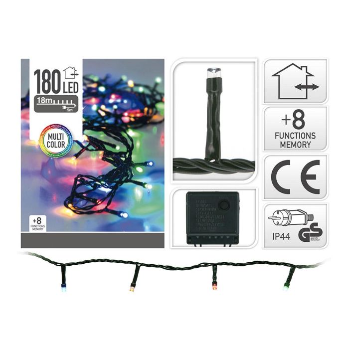 Guirnalda de Luces LED Multifunción 180 LEDs Multicolor para Exterior IP44 Cable Verde 16,5 m 1