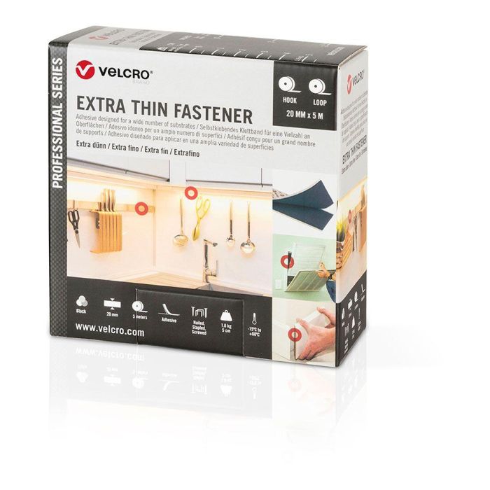 Velcro Cinta Adhesiva Extrafina Negra 20 mm x 5m 1