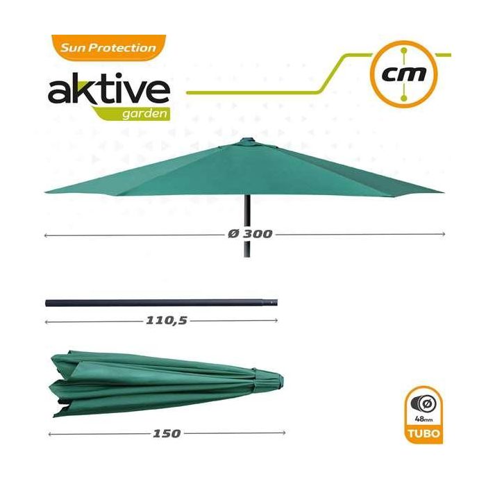 Parasol 300 cm con chimenea y mástil de aluminio 4,8 cm color verde 4 Parasol 300 cm con chimenea y mástil de aluminio 4,8 cm color verde 4