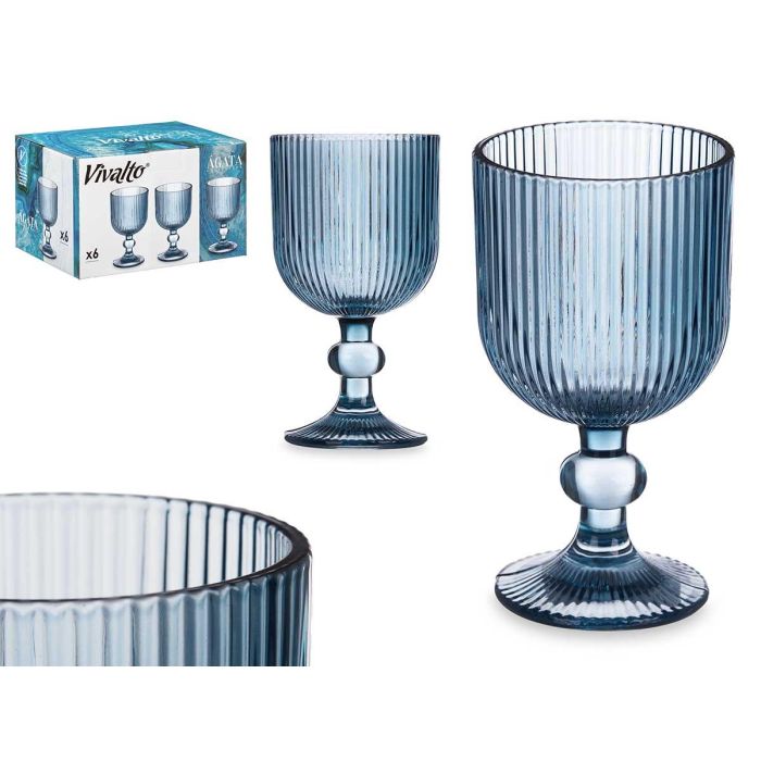 Copa Vivalto Azul Oscuro Rayas 260 ml - Cristal, 7.9x14x7.9 cm (24 Unidades) Copa Vivalto Azul Oscuro Rayas 260 ml - Cristal, 7.9x14x7.9 cm (24 Unidades)