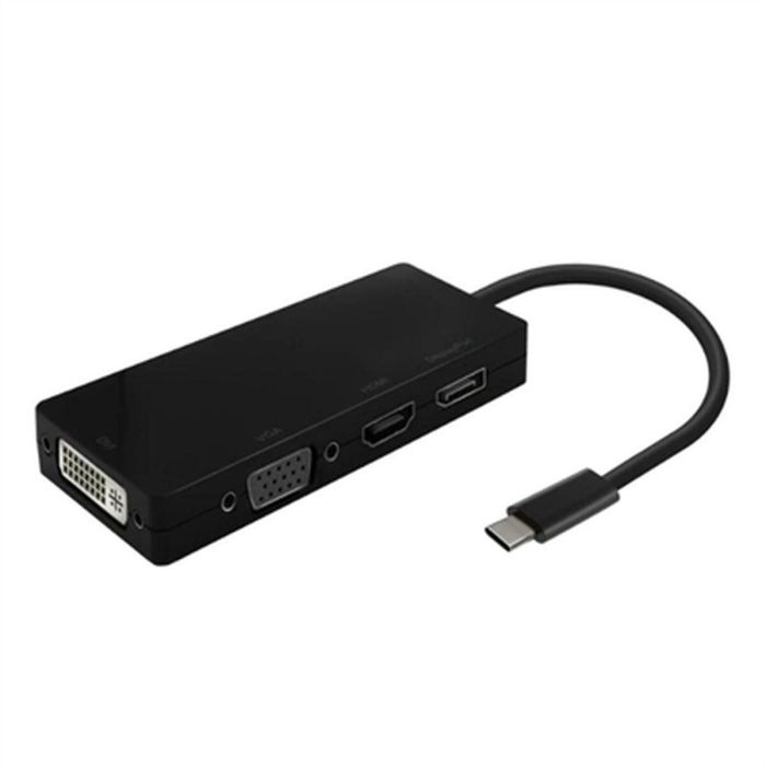 AISENS - CONVERSOR USB-C A DP/DVI/HDMI/VGA, USB-C/M-DP/H-DVI/H-HDMI/H-VGA/H, NEGRO, 15CM