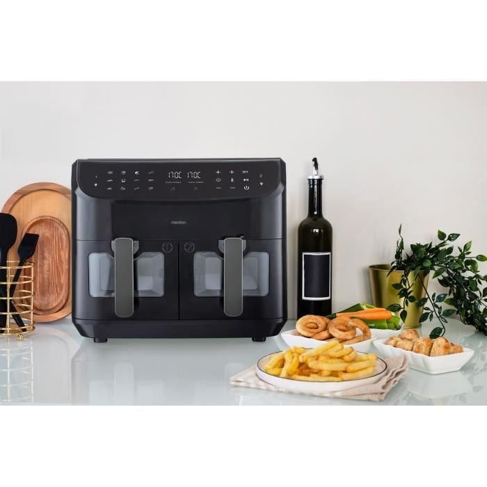 Freidora de Aire Caliente - MEDION - P20 XXL Twin - 2600 W - 2 cestos - 9 programas - Negra 4 Freidora de Aire Caliente - MEDION - P20 XXL Twin - 2600 W - 2 cestos - 9 programas - Negra 4