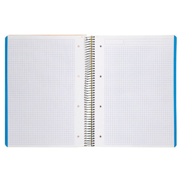 Cuaderno Espiral Liderpapel A4 Micro Wonder Tapa Plastico 120H 90 gr Cuadro 5 mm 5 Banda4 Taladros Color Amarillo 5