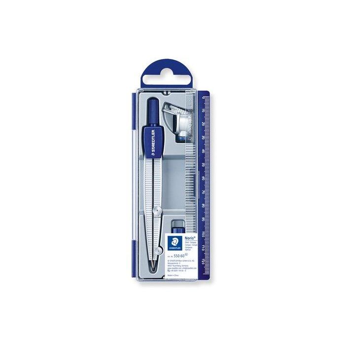 Staedtler Compás Escolar Noris 550 con Tubo de Minas y Adaptador Universal