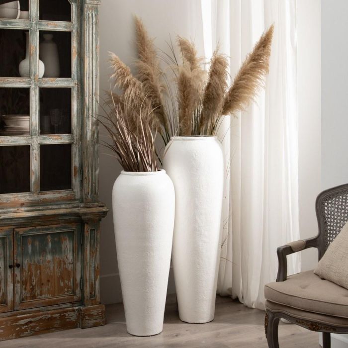 Jarrón Blanco Fibra de Cemento 38 X 38 X 100 cm