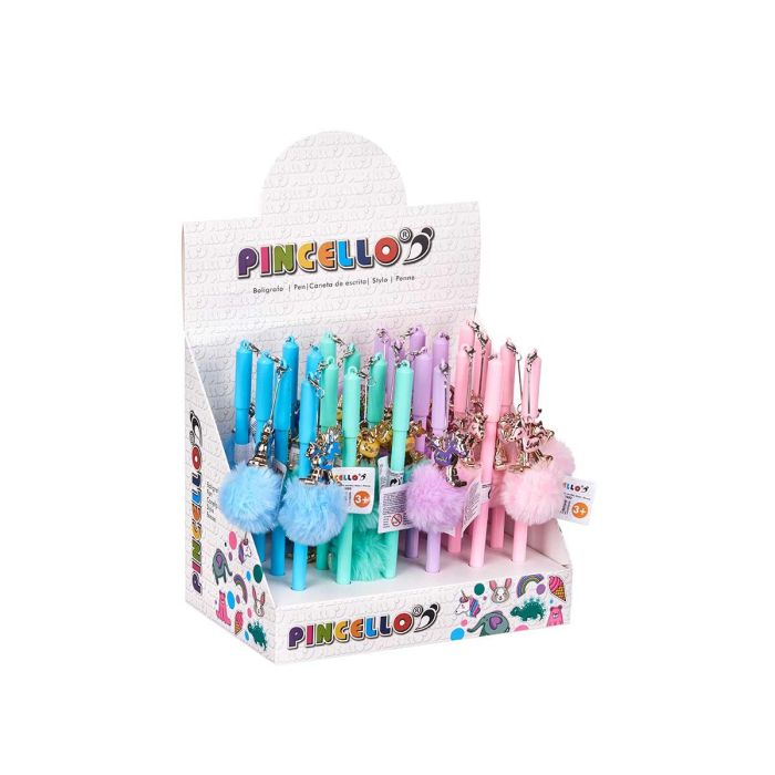 Bolígrafo Pompon Caballito Surtidos Pincello - 4x18x3 cm, Azul/Morado/Rosa/Verde (48 Unidades) 2 Bolígrafo Pompon Caballito Surtidos Pincello - 4x18x3 cm, Azul/Morado/Rosa/Verde (48 Unidades) 2