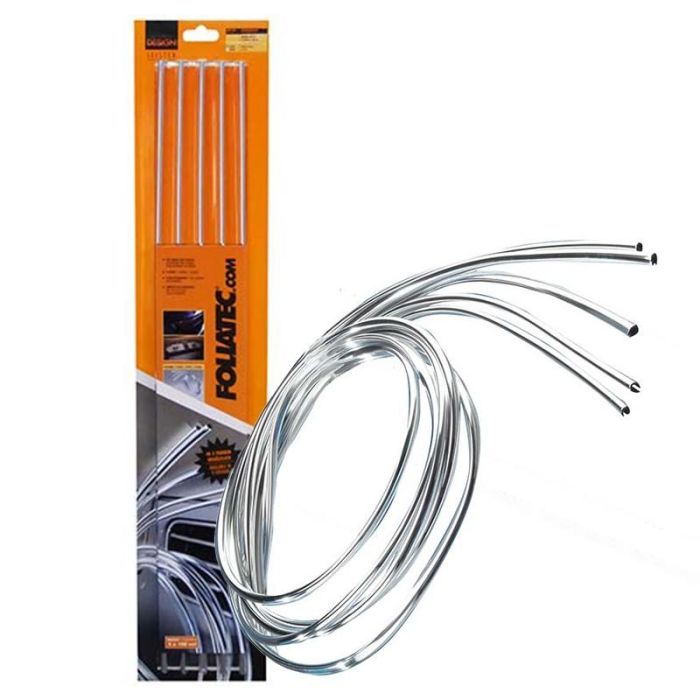 Foliatec FO33267 Tira Adhesiva Cromada, 5 Piezas de 100 cm, para Diseño Universal de Automóvil