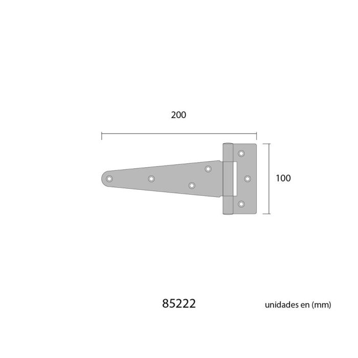 Bisagra en forma de t 200 x 110 mm de hierro zincado cromado 1