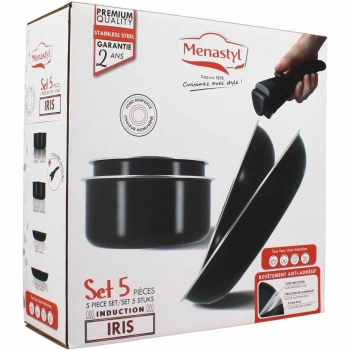 Menastyl 6020437 Batería de cocina Inducción 5 piezas Aluminio antiadherente Mango extraíble Negro 4 Menastyl 6020437 Batería de cocina Inducción 5 piezas Aluminio antiadherente Mango extraíble Negro 4