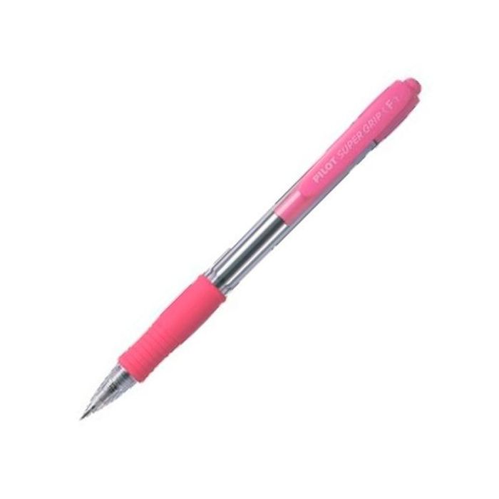 Pilot Bolígrafo Supergrip M, tinta azul, retráctil, cuerpo rosa, punta de 1.0mm, grip antifatiga (Set de 12) (Set de 12)