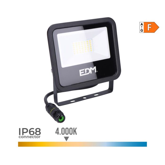 Edm Foco LED Proyector 30W 2370LM 4000K Luz Día Negro Black Series 0 Edm Foco LED Proyector 30W 2370LM 4000K Luz Día Negro Black Series 0