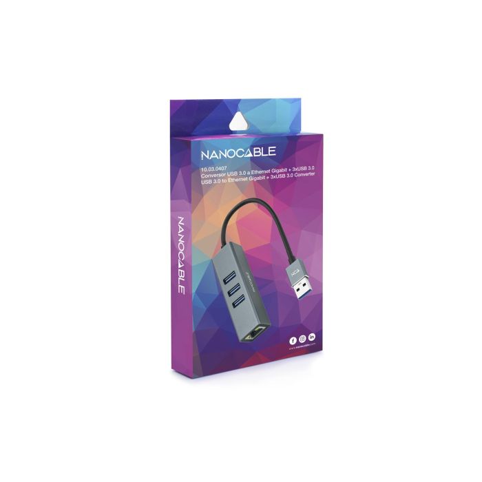 Nanocable 10.03.0407 Hub USB 3.0 a Ethernet Gigabit con 3xUSB 3.0 y RJ45. Conversor Aluminio Gris 15 cm para Windows Mac Linux 4 Nanocable 10.03.0407 Hub USB 3.0 a Ethernet Gigabit con 3xUSB 3.0 y RJ45. Conversor Aluminio Gris 15 cm para Windows Mac Linux 4