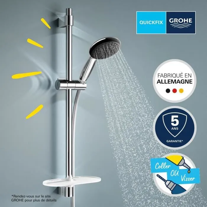 Grohe Set de Ducha Vitalio Start 110 Rociador 2 Chorros Barra 60cm Flexo Estante Ahorro Agua Cromo 26952001 4