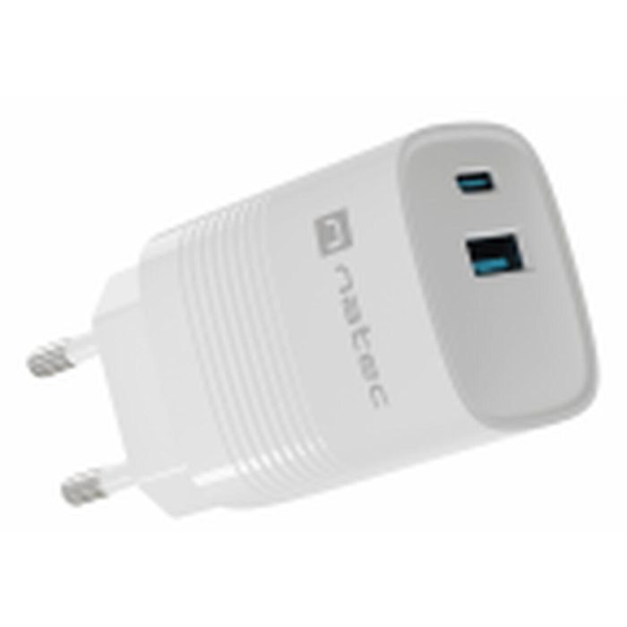 NATEC NUC-2140 Cargador Dispositivo Móvil Universal Carga Rápida 1 Puerto USB-C Blanco Interior Alimentación AC Protección Sobretensión