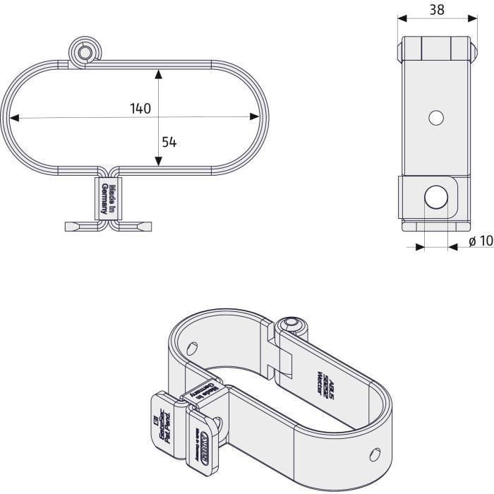 Portacandados - ABUS - 131/140 GateSec - Protección para vallas de obras - Acero cementado - Anticorrosión 3