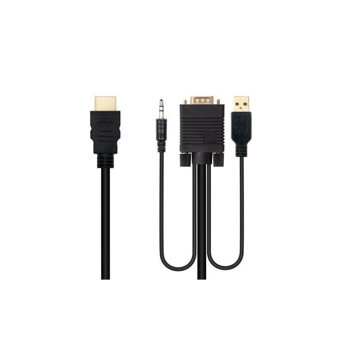 Cable Conversor Nanocable 10.15.4350/ HDMI Macho - VGA Macho - Jack 3.5 Macho - USB Macho/ 1.8m/ Negro 1 Cable Conversor Nanocable 10.15.4350/ HDMI Macho - VGA Macho - Jack 3.5 Macho - USB Macho/ 1.8m/ Negro 1