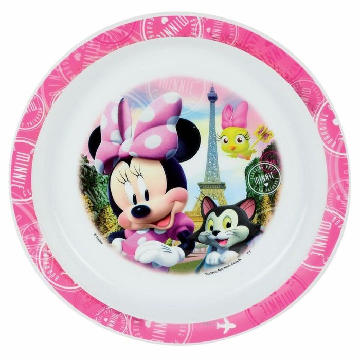 Set de Vajilla Disney Minnie - FUN HOUSE - 006377 - Vidrio, Plato Hondo, Plato Llano, Botella, Caja para Merienda y Cubiertos 6