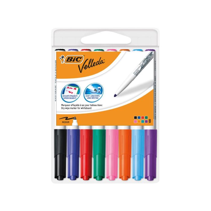 Rotulador Bic Velleda Para Pizarra Punta Redonda 2 mm Bolsa De 8 Unidades Colores Surtidos 1