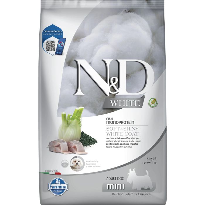 Farmina N&D White Dog Lubina Spirulina Mini 5 kg Farmina N&D White Dog Lubina Spirulina Mini 5 kg
