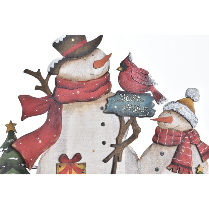DKD Home Decor Decoración Navidad Tradicional 12 Leds Madera Rojo Verde 40x31x3.5 cm Set de 6 Unidades con 2 pilas AA 2