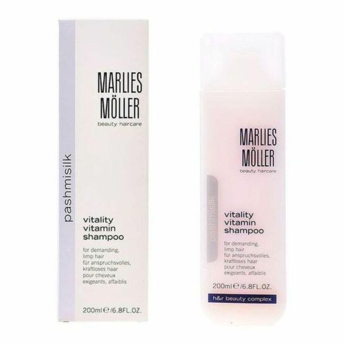Marlies Möller PASHMISILK Vitamin Vitality Champú Brillo Hidratante Revitalizante con Seda y Champagne, 200 ml