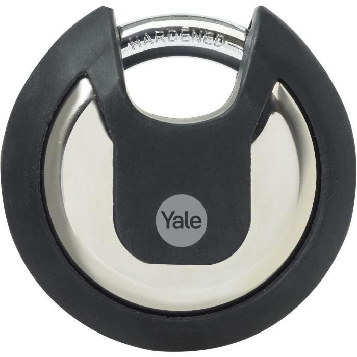 Candado de disco de acero inoxidable - YALE - Y130B/70/116/1 - 70 mm - Arco protegido de acero cementado - 3 llaves Candado de disco de acero inoxidable - YALE - Y130B/70/116/1 - 70 mm - Arco protegido de acero cementado - 3 llaves