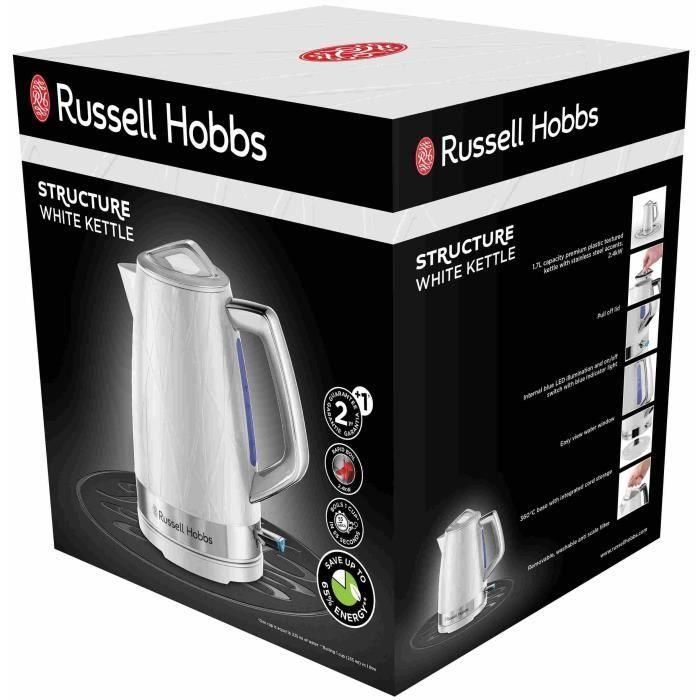 Russell Hobbs 28080-70 Estructura 1.7L Hervidor, Hervido rápido, Menor consumo de energía, Base multidireccional de 360 ° - Blanco 1 Russell Hobbs 28080-70 Estructura 1.7L Hervidor, Hervido rápido, Menor consumo de energía, Base multidireccional de 360 ° - Blanco 1