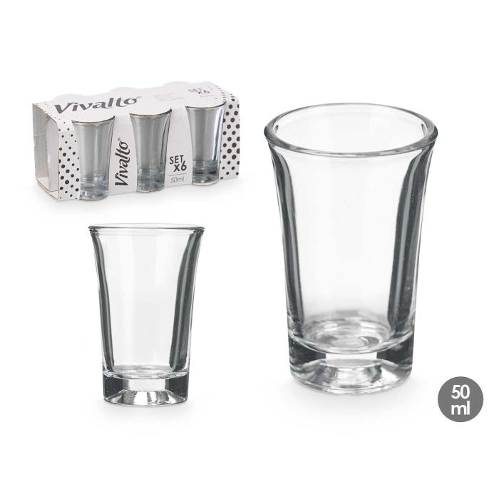 Set 6 Vasos Chupito 50 ml Vivalto - Vidrio Transparente 17.3x7.5x8 cm (12 Unidades) Set 6 Vasos Chupito 50 ml Vivalto - Vidrio Transparente 17.3x7.5x8 cm (12 Unidades)