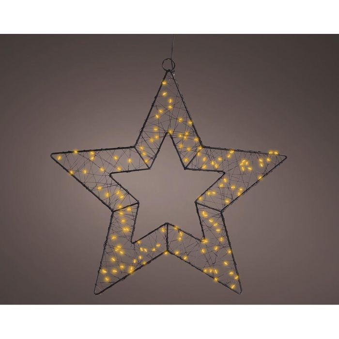 Lumineo Figura Microled Estrella de Metal Negro, 120 LEDs Luz Cálida, Temporizador, Uso Exterior Ø38 cm