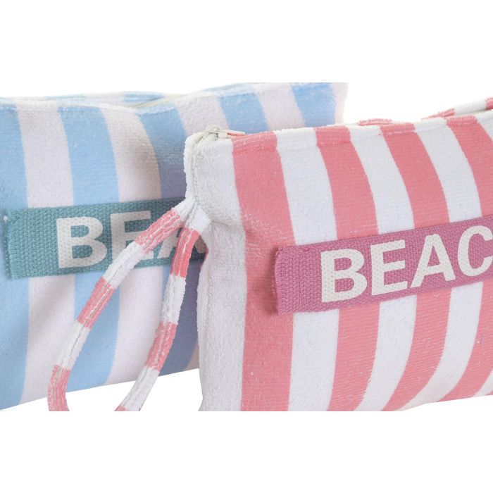 DKD Home Decor Neceser Mediterraneo Azul Coral Poliester 21 x 26 cm (6 Unidades)