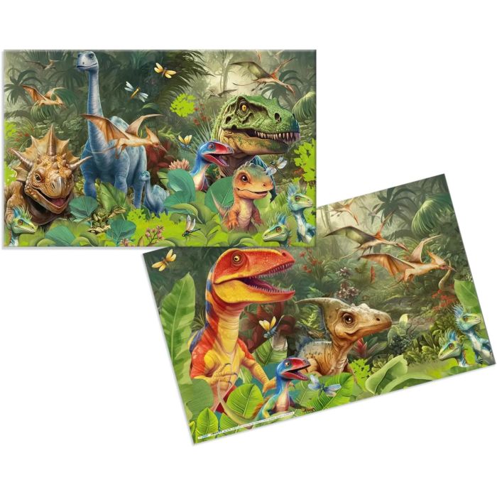 HERMA Schreibunterlage Karton Dino World 55x35 cm, Alfombrilla Escritorio Infantil, 3 Unidades