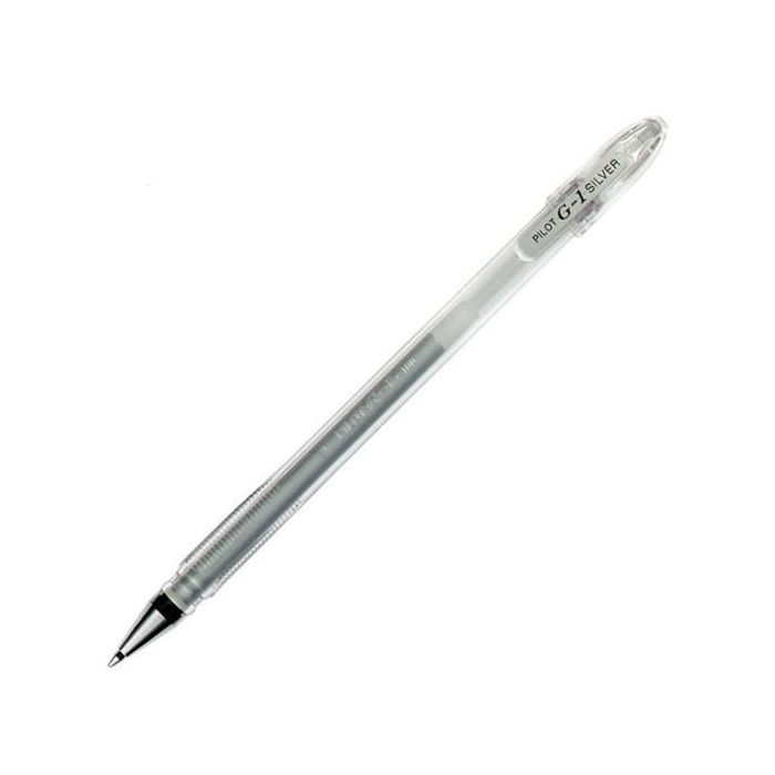 Pilot Roller Tinta Gel G-1 0.7 mm Plata, Cuerpo Transparente, Punta de Bola (12 Unidades) – Tinta Metálica Luminosa (12 Unidades)